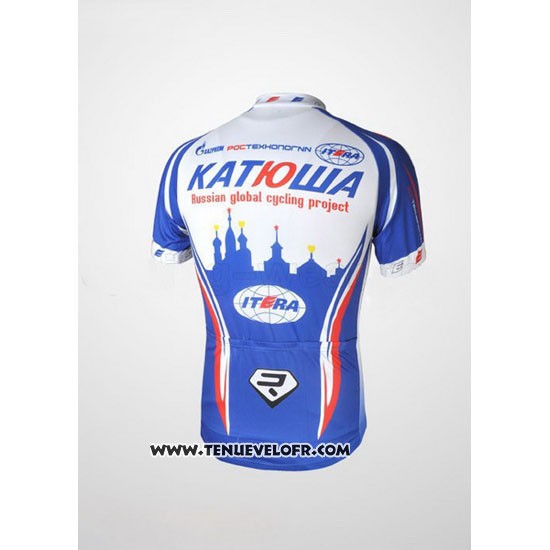 2010 Maillot Ciclismo Katusha Bleu et Bleu Manches Courtes et Cuissard